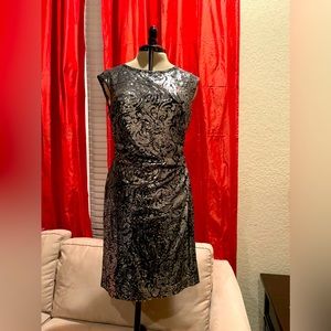 Lauren Ralph Lauren Black and Silver sequin dress. Size 14